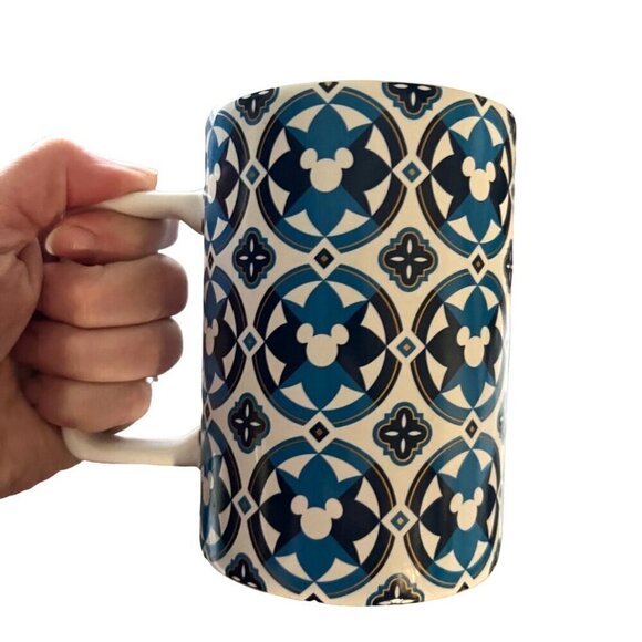 Two Disney Geometric Blue Micky Mug 12 Ounce - Picture 10 of 10